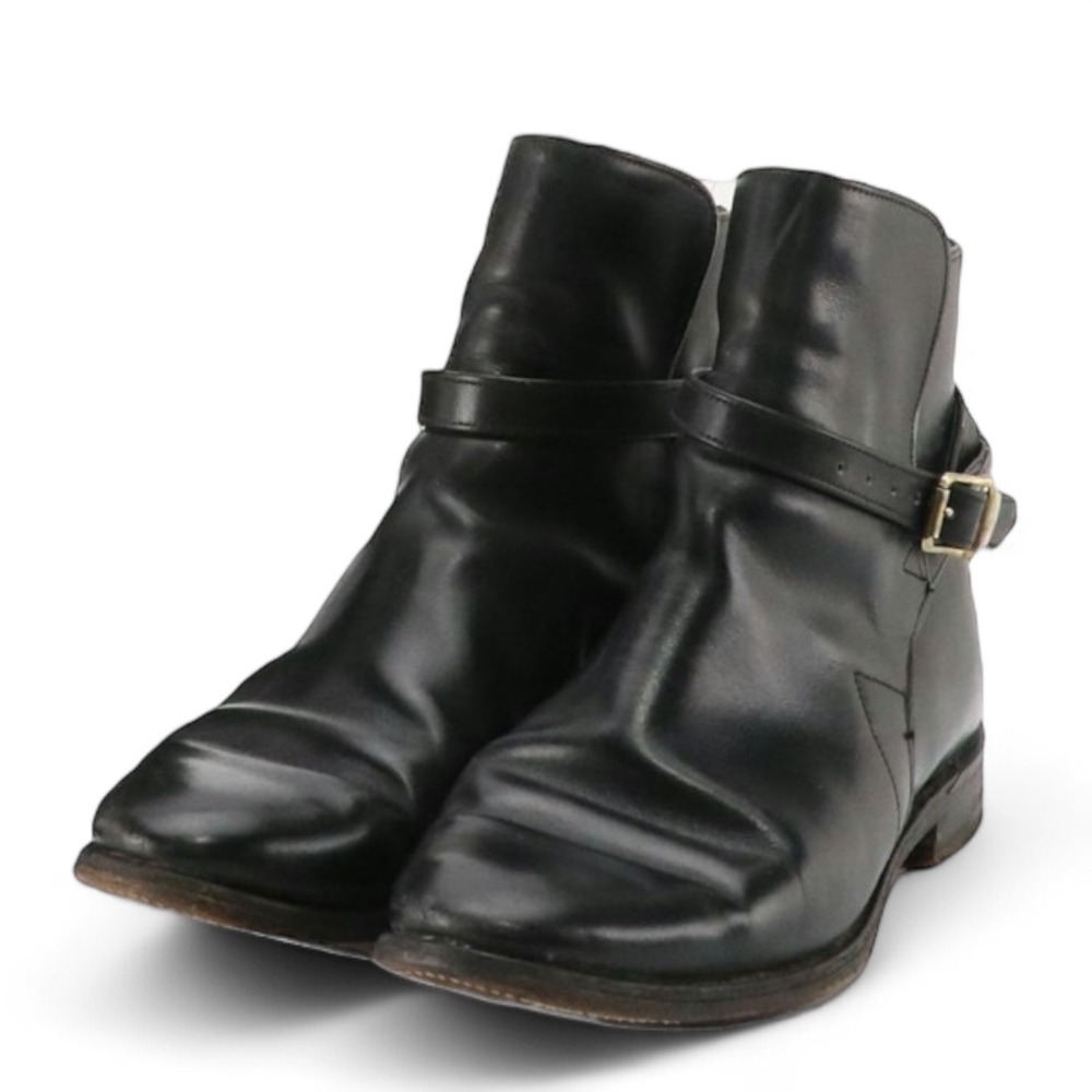John Spencer US Wm 8.5, Men 6  Leather Ankle Boots‎ Buckle Black Made in England